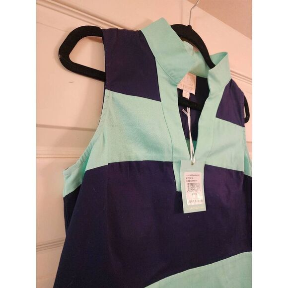 Sail to Sable shake it all NWT sleeveless shift dress cabbage and navy size Medi - Picture 9 of 9